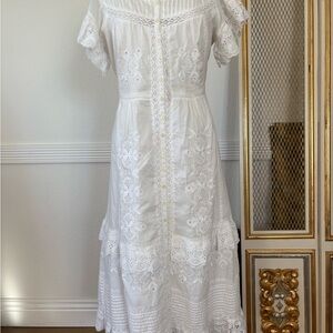 🤍 J.Crew White Eyelet Embroidered Midi Dress – Size 6